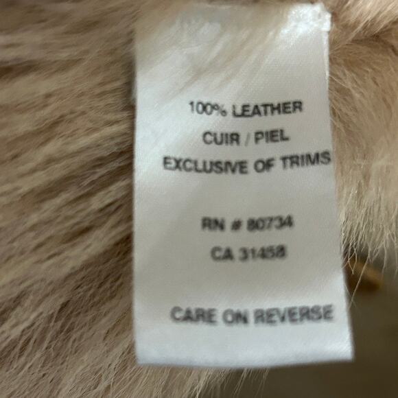 BCBGMaxAzria 100% Leather Sueded Shearling Coat Size Medium Old Money Mob Wife - Picture 9 of 13